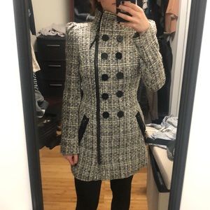 Asymmetrical wool blend coat